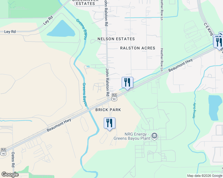 map of restaurants, bars, coffee shops, grocery stores, and more near 6922 John Ralston Road in Houston