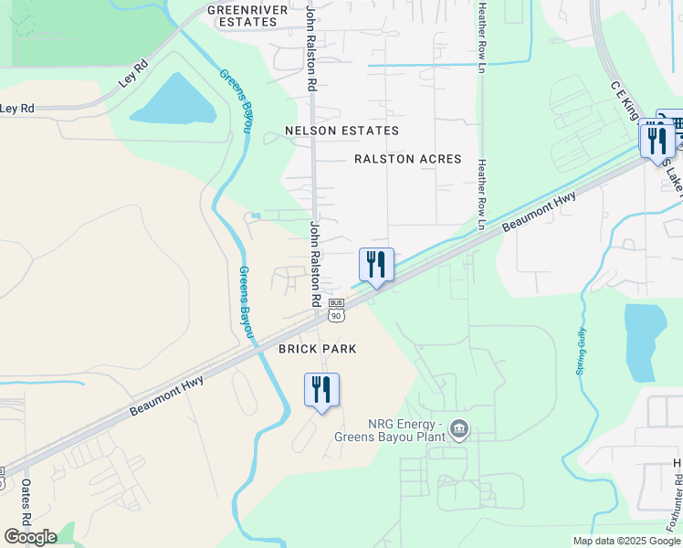 map of restaurants, bars, coffee shops, grocery stores, and more near 6922 John Ralston Road in Houston