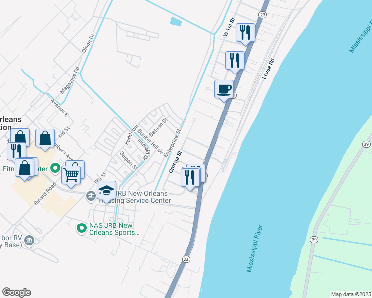 map of restaurants, bars, coffee shops, grocery stores, and more near 118 Kappa Street in Belle Chasse