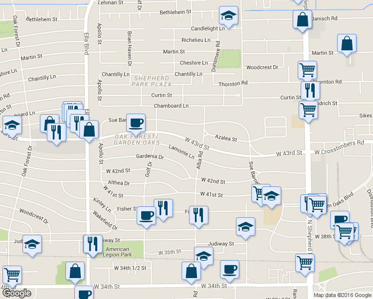 map of restaurants, bars, coffee shops, grocery stores, and more near 926 Lamonte Lane in Houston