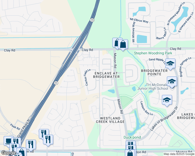 map of restaurants, bars, coffee shops, grocery stores, and more near 3710 Ember Falls Lane in Katy