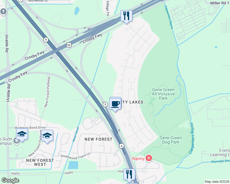 map of restaurants, bars, coffee shops, grocery stores, and more near 15507 Satsuma Point Court in Houston