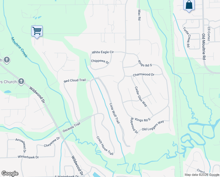 map of restaurants, bars, coffee shops, grocery stores, and more near 3530 Lone Wolf Trail in St. Augustine
