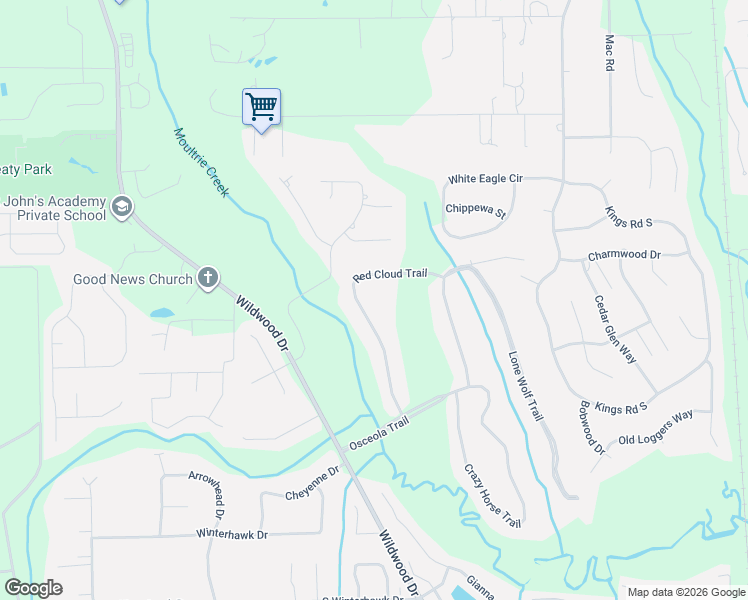 map of restaurants, bars, coffee shops, grocery stores, and more near 3560 Red Cloud Trail in St. Augustine