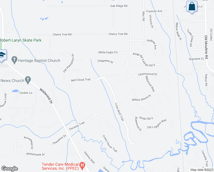 map of restaurants, bars, coffee shops, grocery stores, and more near 3511 Lone Wolf Trail in St. Augustine