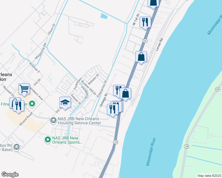 map of restaurants, bars, coffee shops, grocery stores, and more near 118 Kappa Street in Belle Chasse