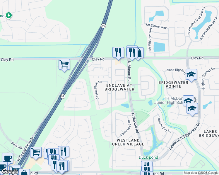 map of restaurants, bars, coffee shops, grocery stores, and more near 3710 Ember Falls Lane in Katy
