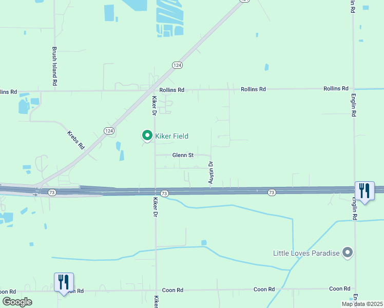 map of restaurants, bars, coffee shops, grocery stores, and more near 13950 Glenn Street in Winnie