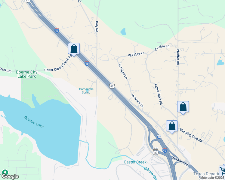 map of restaurants, bars, coffee shops, grocery stores, and more near Interstate 10 in Boerne