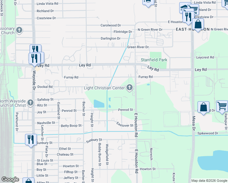 map of restaurants, bars, coffee shops, grocery stores, and more near 7125 Queensland Street in Houston