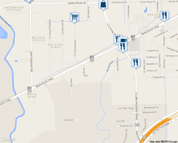 map of restaurants, bars, coffee shops, grocery stores, and more near 1977 Kindred Street in Houston