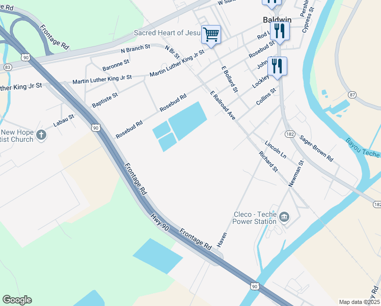 map of restaurants, bars, coffee shops, grocery stores, and more near in Baldwin