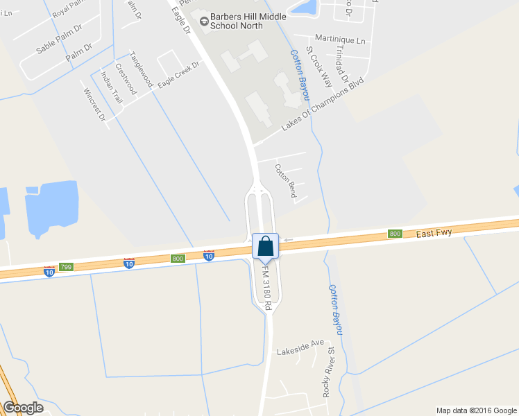 map of restaurants, bars, coffee shops, grocery stores, and more near 7254 Farm to Market Road 3180 in Baytown