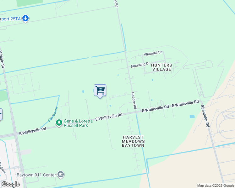 map of restaurants, bars, coffee shops, grocery stores, and more near 6905 Purvis Lane in Baytown