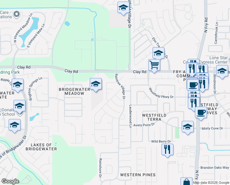 map of restaurants, bars, coffee shops, grocery stores, and more near 3839 Goldleaf Trail Drive in Katy