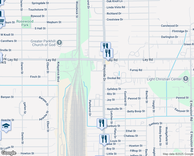 map of restaurants, bars, coffee shops, grocery stores, and more near in Houston