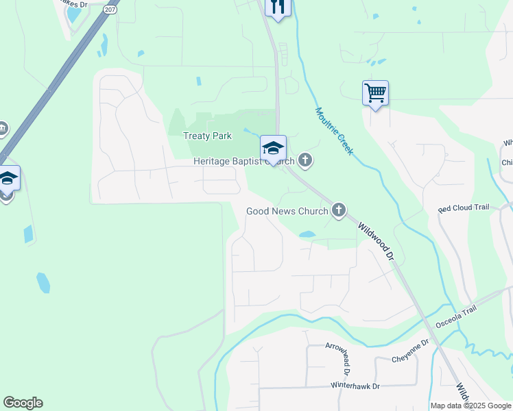 map of restaurants, bars, coffee shops, grocery stores, and more near 307 Seville Parkway in St. Augustine