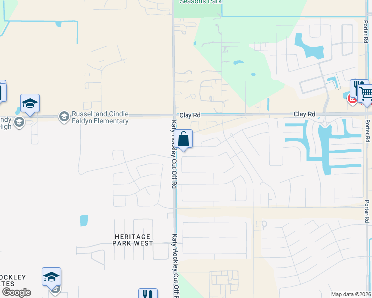 map of restaurants, bars, coffee shops, grocery stores, and more near 24935 Lorenzo Glaze Trail in Katy