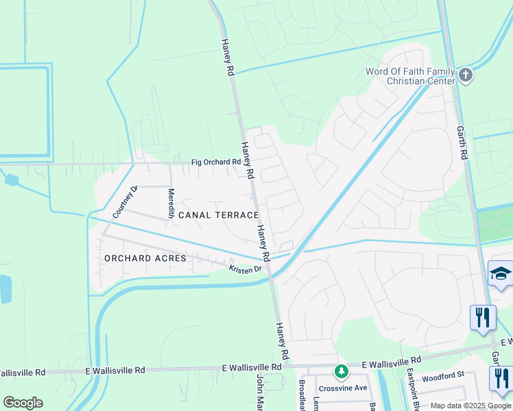 map of restaurants, bars, coffee shops, grocery stores, and more near 9105 Haney Road in Highlands