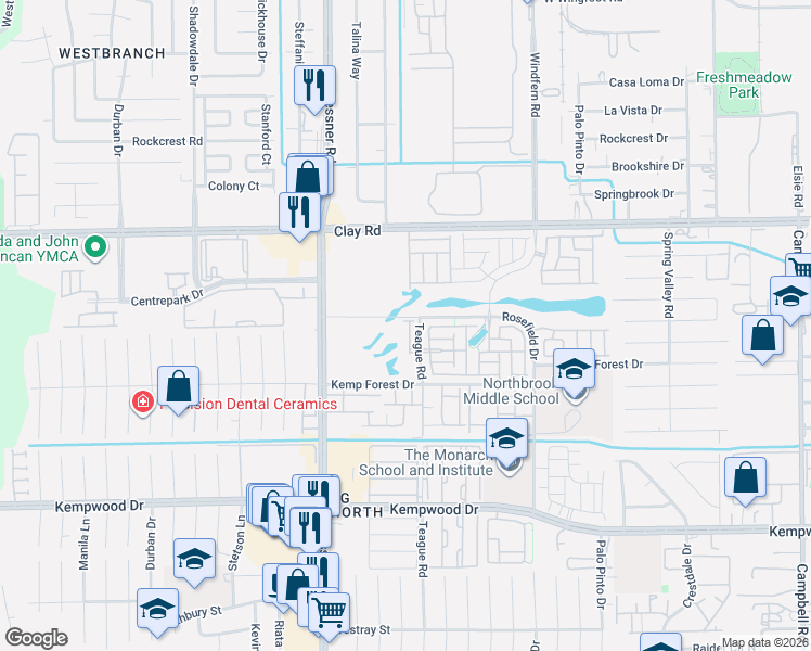 map of restaurants, bars, coffee shops, grocery stores, and more near 3215 Millwork Street in Houston