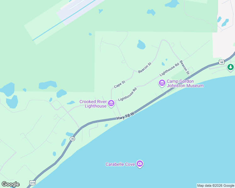 map of restaurants, bars, coffee shops, grocery stores, and more near 1955 Lighthouse Road in Carrabelle