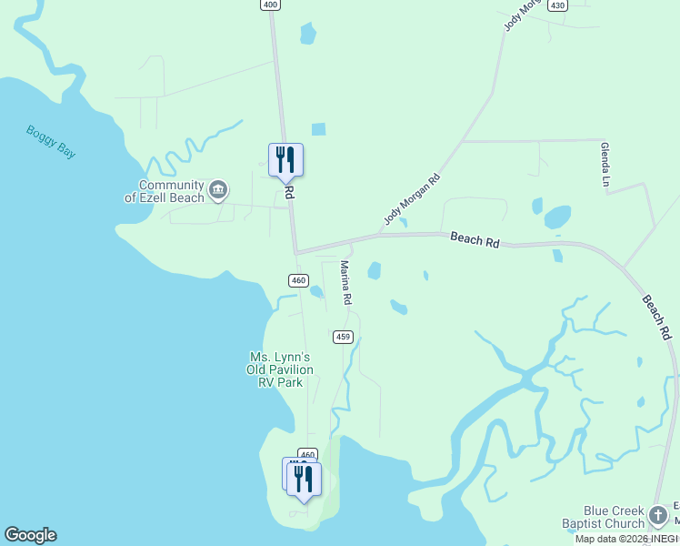map of restaurants, bars, coffee shops, grocery stores, and more near 20365 Marina Road in Perry
