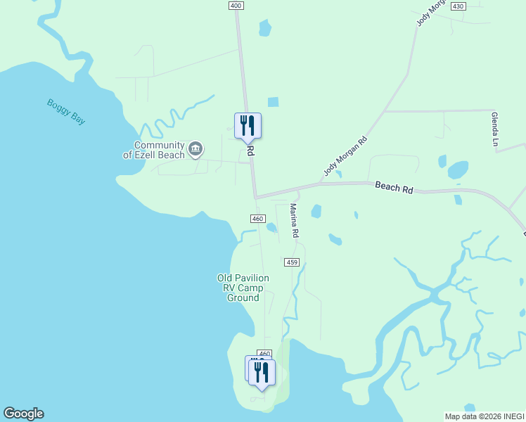 map of restaurants, bars, coffee shops, grocery stores, and more near 20365 Ponce De Leon Road in Perry