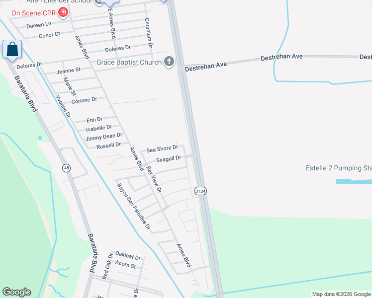 map of restaurants, bars, coffee shops, grocery stores, and more near 4420 Park Shore Drive in Marrero