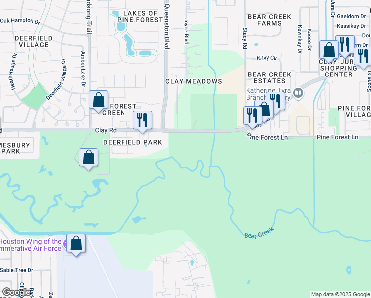 map of restaurants, bars, coffee shops, grocery stores, and more near in Houston