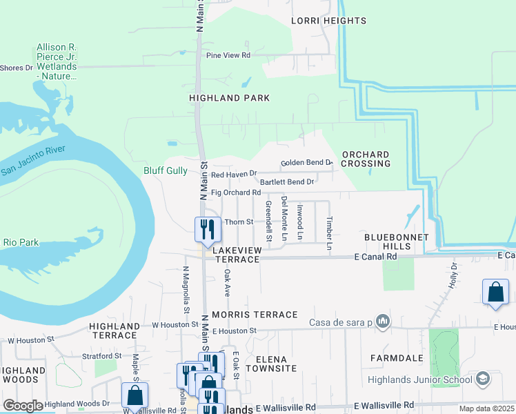 map of restaurants, bars, coffee shops, grocery stores, and more near 212 Greendell Street in Highlands