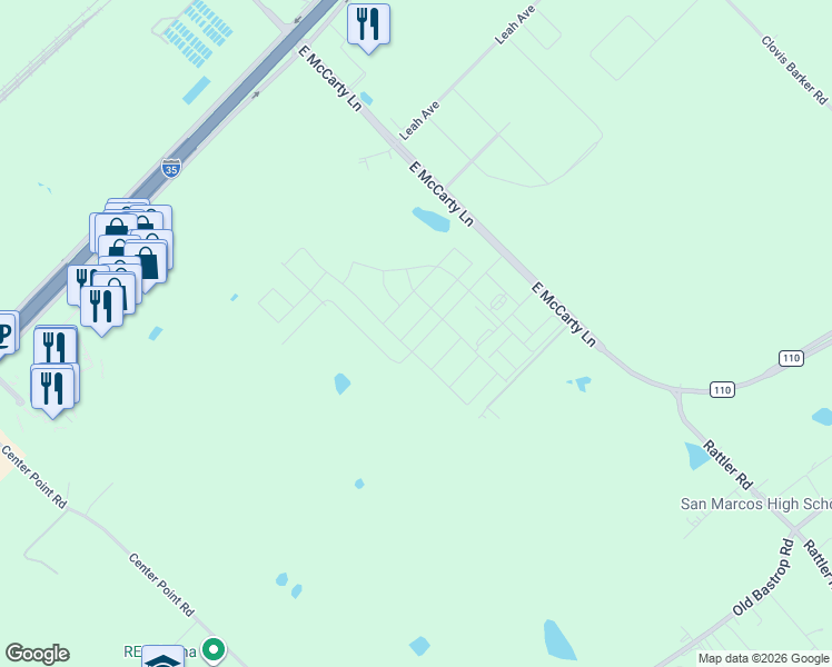 map of restaurants, bars, coffee shops, grocery stores, and more near Wassar Boulevard in San Marcos