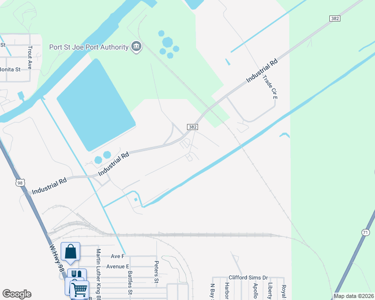 map of restaurants, bars, coffee shops, grocery stores, and more near 346-360 Commerce Boulevard in Port Saint Joe