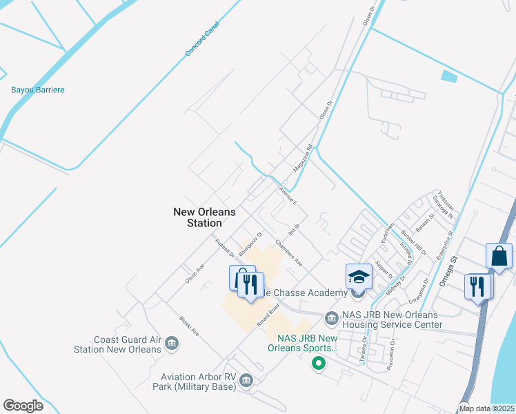 map of restaurants, bars, coffee shops, grocery stores, and more near in New Orleans