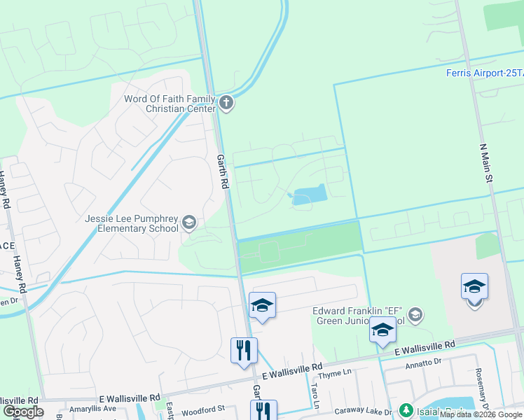 map of restaurants, bars, coffee shops, grocery stores, and more near 9330 Garth Road in Baytown