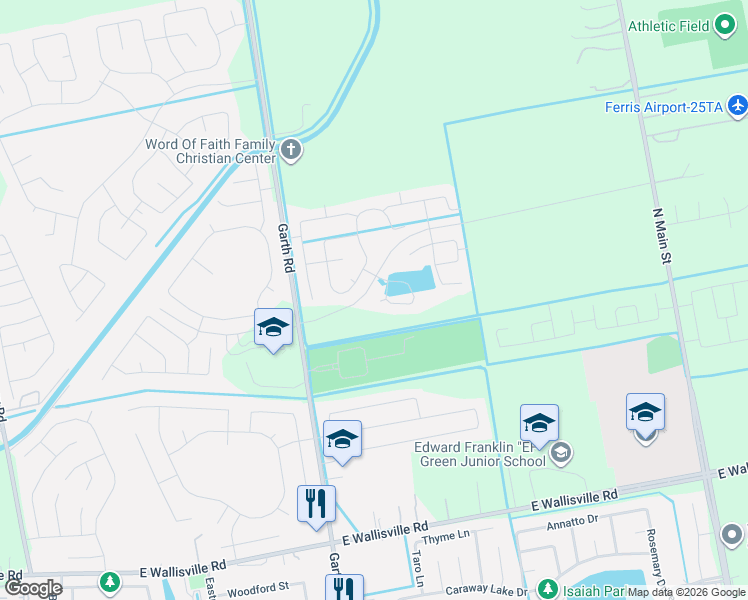 map of restaurants, bars, coffee shops, grocery stores, and more near 5207 Flashfish Court in Baytown