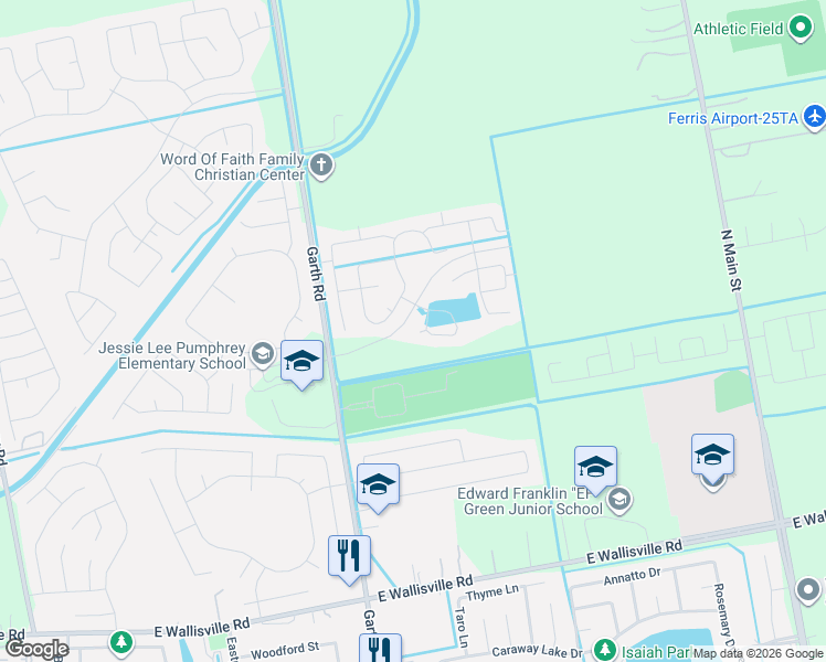 map of restaurants, bars, coffee shops, grocery stores, and more near 5207 Flashfish Court in Baytown