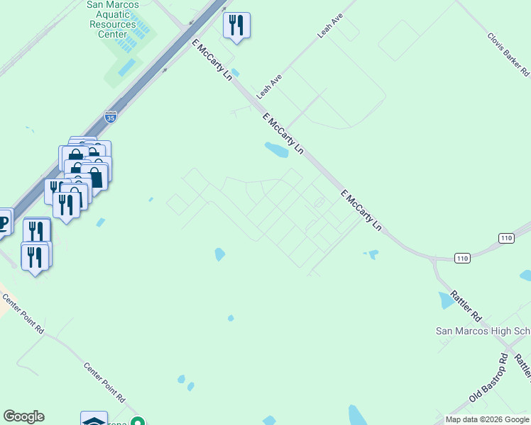 map of restaurants, bars, coffee shops, grocery stores, and more near Wassar Boulevard in San Marcos