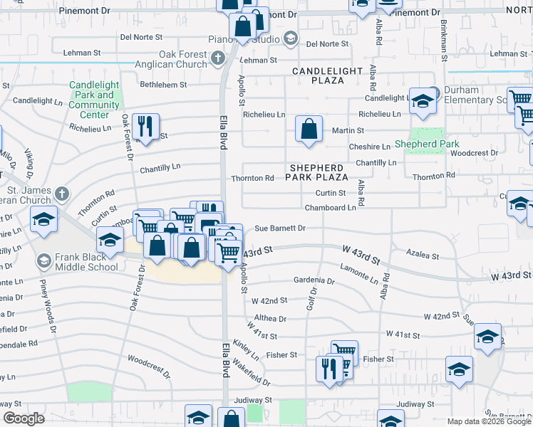 map of restaurants, bars, coffee shops, grocery stores, and more near 1163 Chamboard Ln in Houston