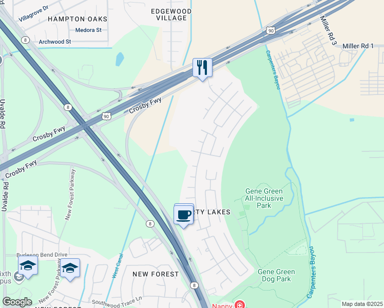 map of restaurants, bars, coffee shops, grocery stores, and more near 15502 Liberty Pine Lane in Houston