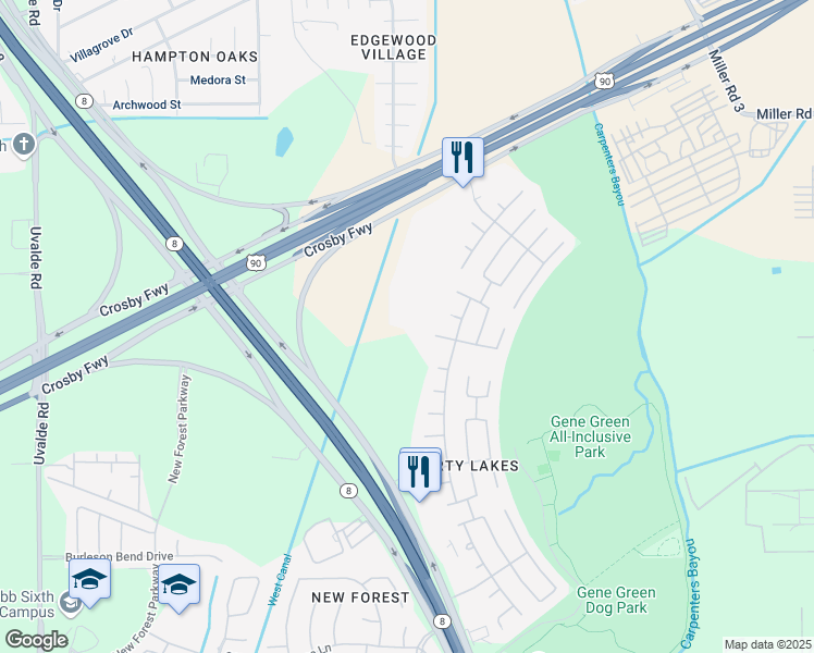 map of restaurants, bars, coffee shops, grocery stores, and more near 15502 Liberty Pine Lane in Houston