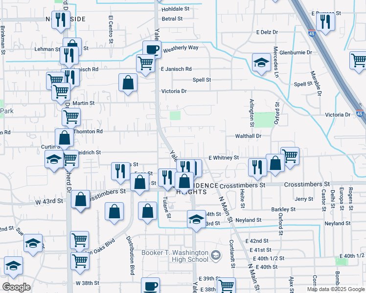 map of restaurants, bars, coffee shops, grocery stores, and more near 144 Knightsbridge Park Lane in Houston