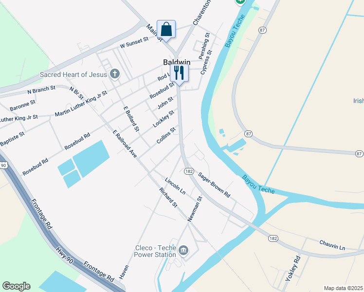 map of restaurants, bars, coffee shops, grocery stores, and more near 102 Main Street in Franklin