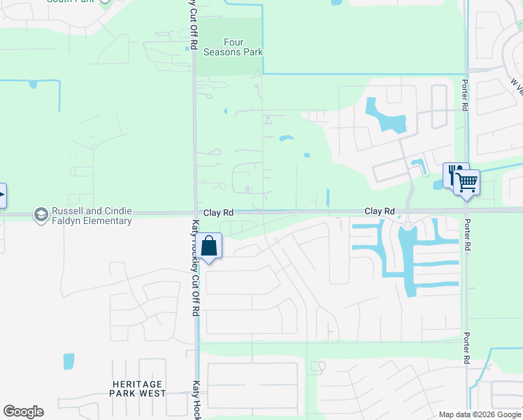 map of restaurants, bars, coffee shops, grocery stores, and more near 24710 Clay Road in Katy