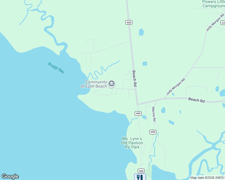 map of restaurants, bars, coffee shops, grocery stores, and more near Ezell Beach Road in Taylor County