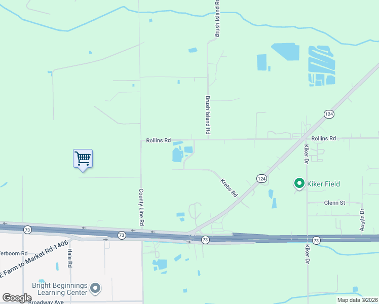 map of restaurants, bars, coffee shops, grocery stores, and more near 14691-14981 Rollins Road in Winnie