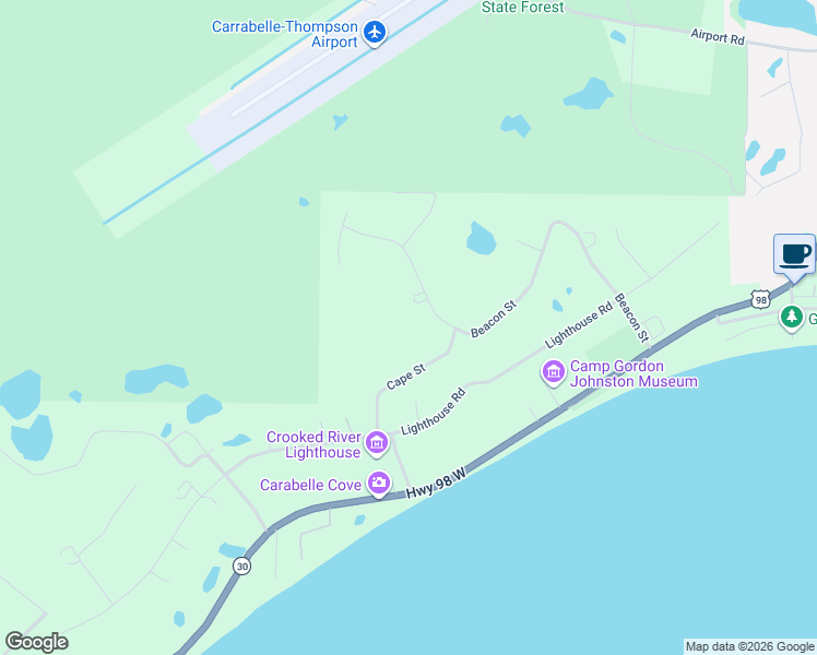 map of restaurants, bars, coffee shops, grocery stores, and more near 1916 Jonna Court in Carrabelle