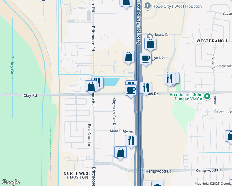 map of restaurants, bars, coffee shops, grocery stores, and more near in Houston
