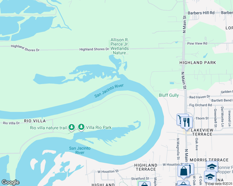 map of restaurants, bars, coffee shops, grocery stores, and more near 20227 Rio Villa Dr in Houston