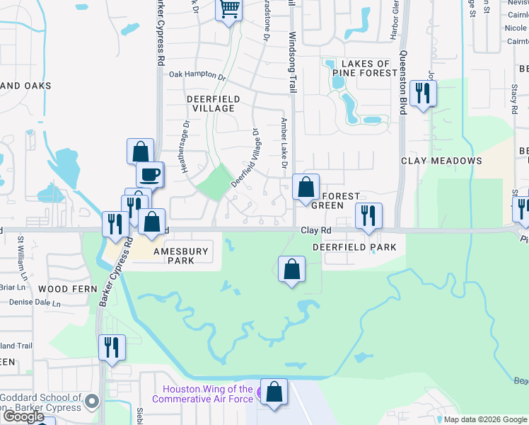 map of restaurants, bars, coffee shops, grocery stores, and more near 4024 Heathersage Drive in Houston
