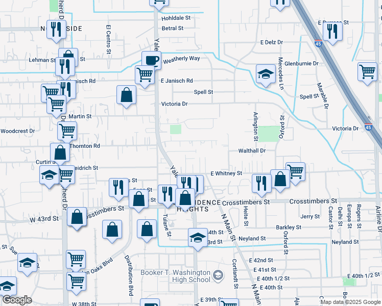 map of restaurants, bars, coffee shops, grocery stores, and more near 144 Knightsbridge Park Lane in Houston